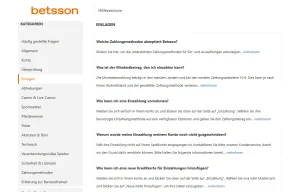 Einzahlungen und Auszahlungen bei Betsson